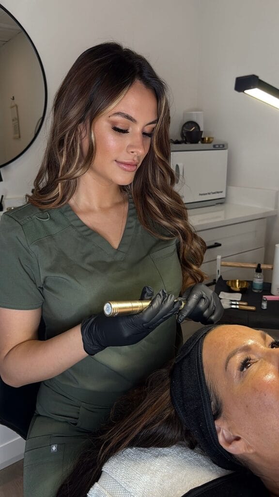 glowU patient receiving microneedling treatment