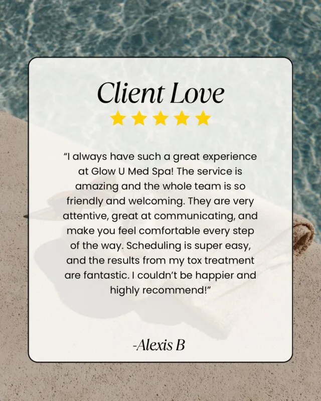 Five-star glowU Med Spa review from Alexis B about her Botox treatment results in Boca Raton