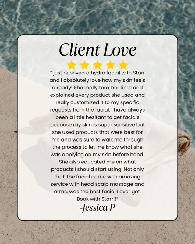 Five-star glowU Med Spa review from Jessica P about her HydraFacial with aesthetician Starr in Boca Raton